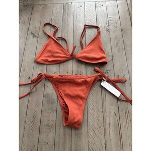 NWT Somerfield Swim Rib Triangle Tie 2 Piece Bikini Bathing Suit Size Large